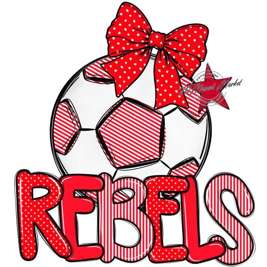 Rebels Soccer Spirit Design-Bright Red