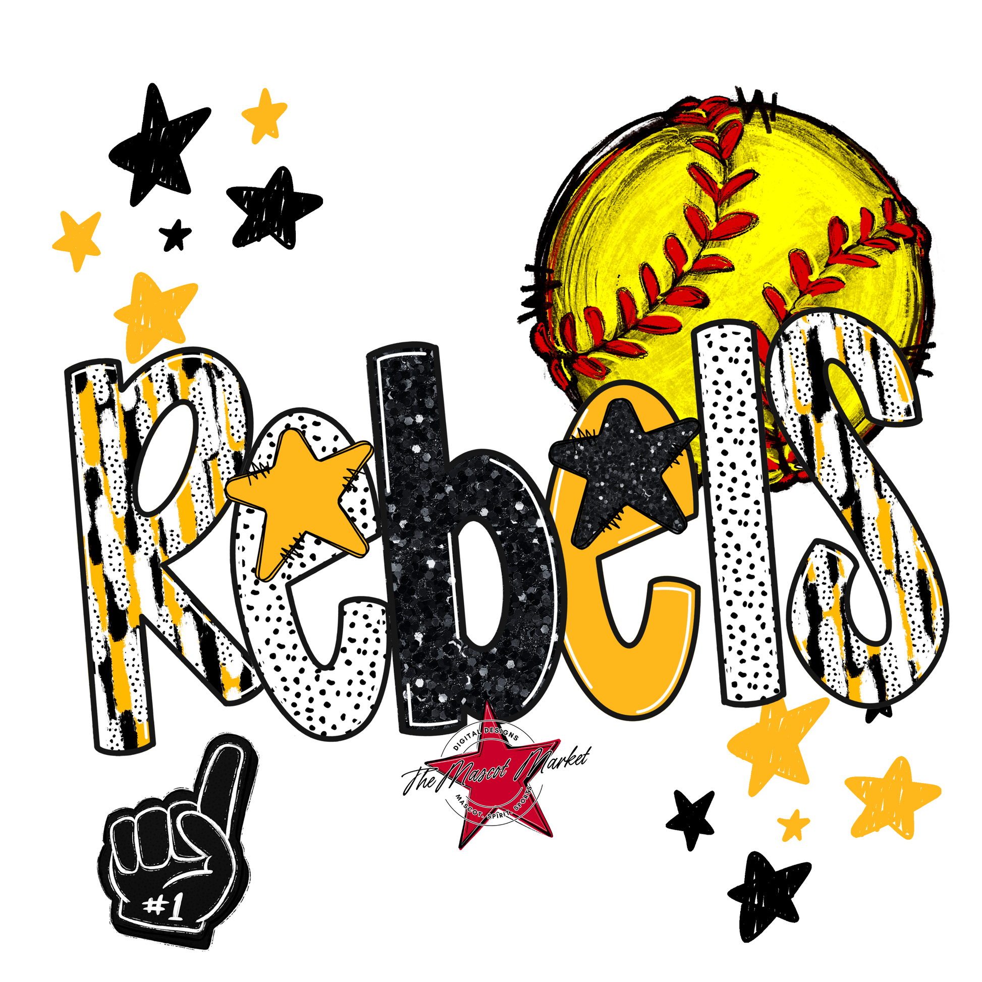 Rebels Softball Scrape-Yellow