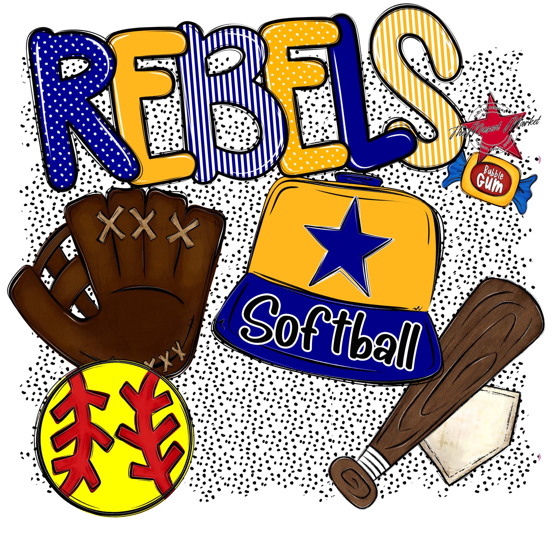 Rebels Softball Spirit-Blue & Yellow