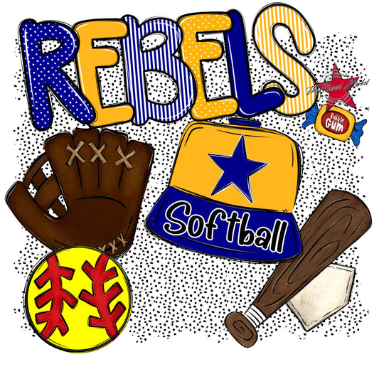 Rebels Softball Spirit-Blue & Yellow