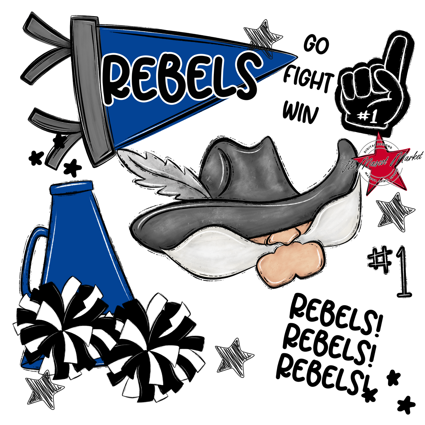 Rebels Spirit Design-Off Blue