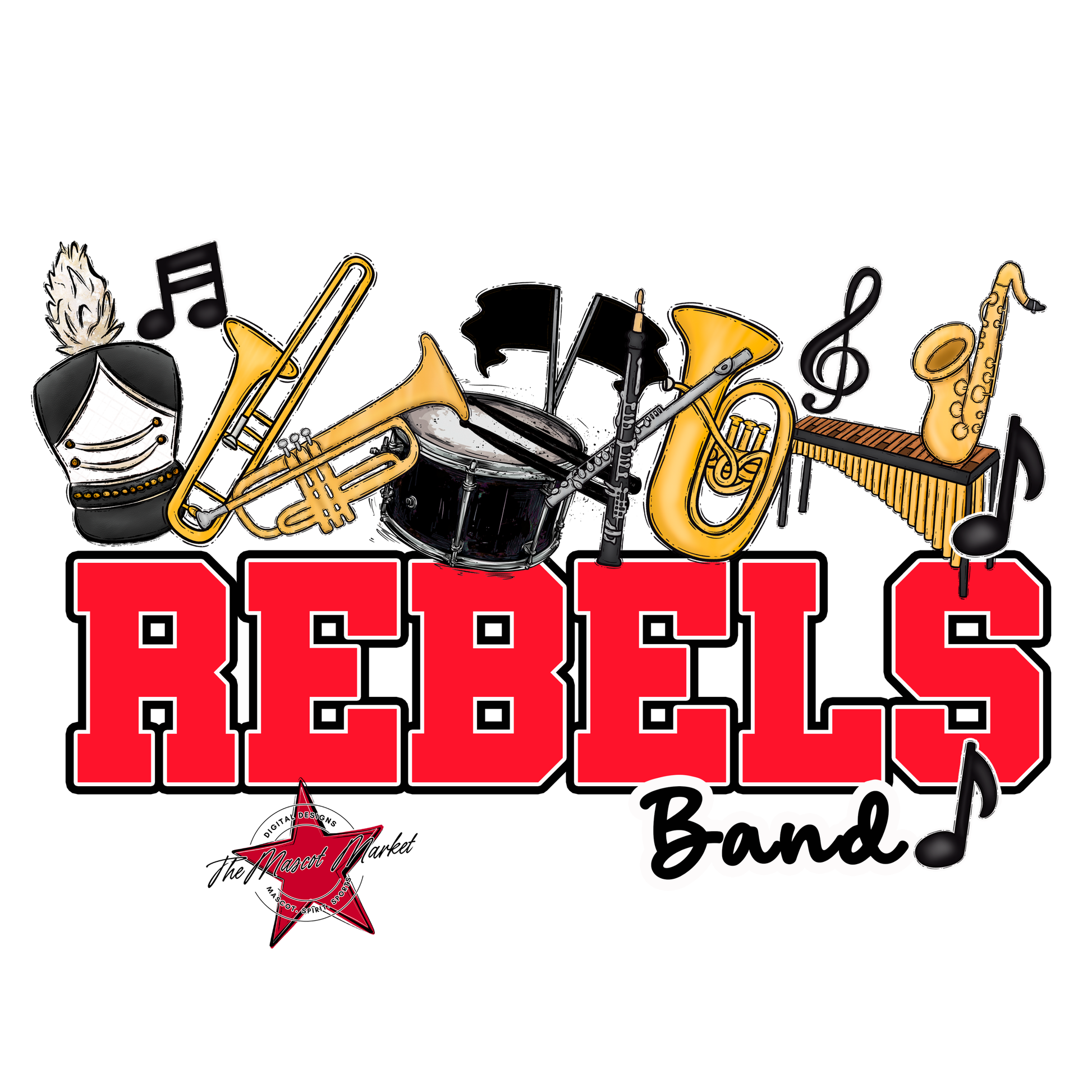 Rebels Varsity Band-Bright Red