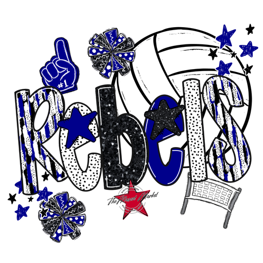 Rebels Volleyball Scrape-Blue