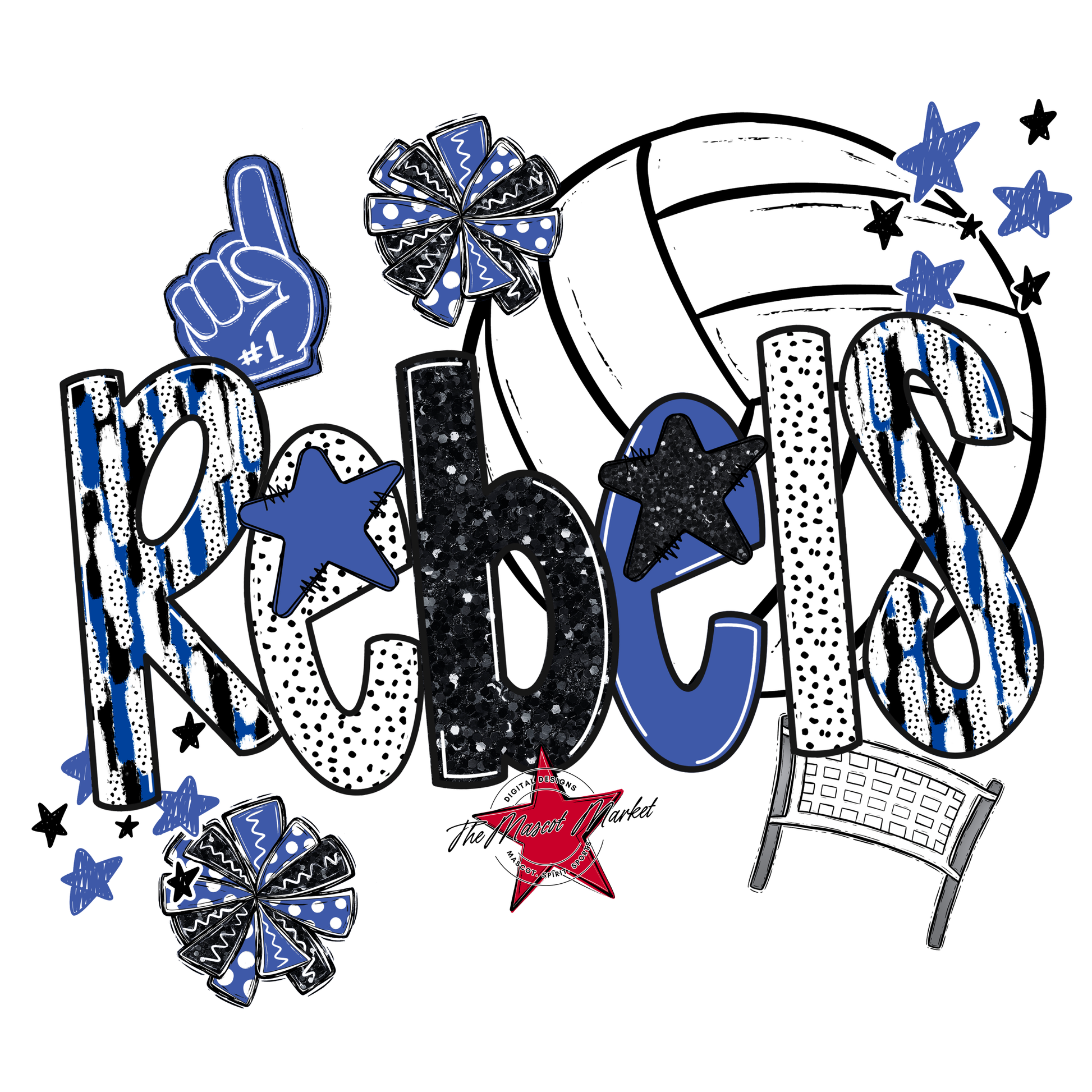 Rebels Volleyball Scrape-Off Blue