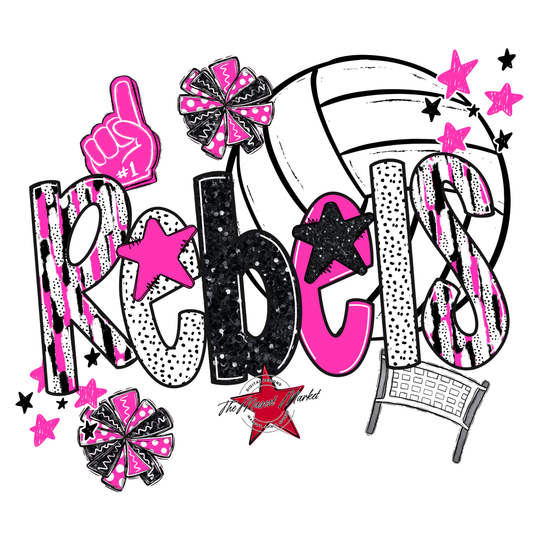 Rebels Volleyball Scrape-Pink