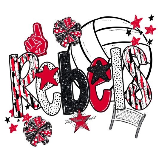 Rebels Volleyball Scrape-Red