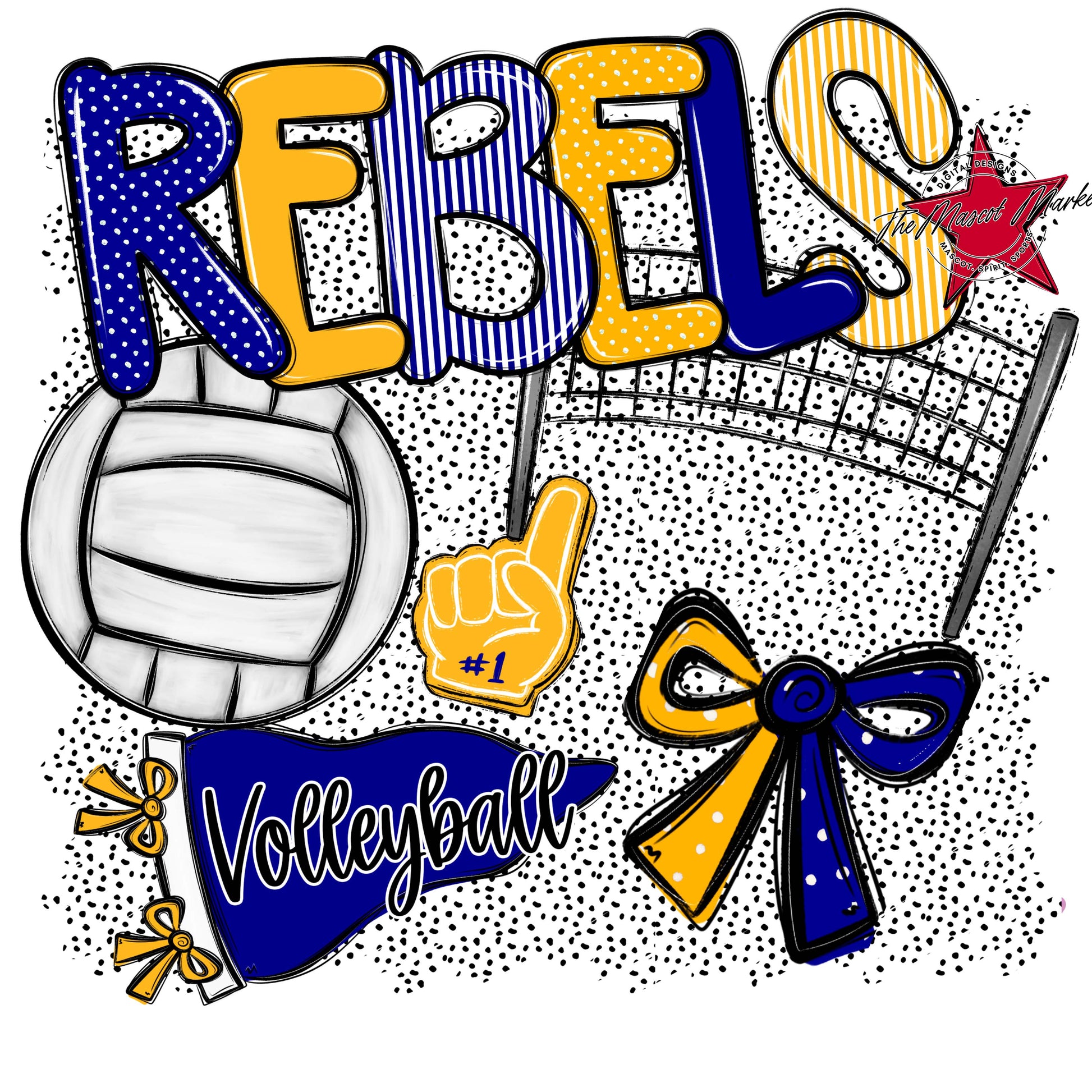 Rebels Volleyball Spirit-Blue & Yellow
