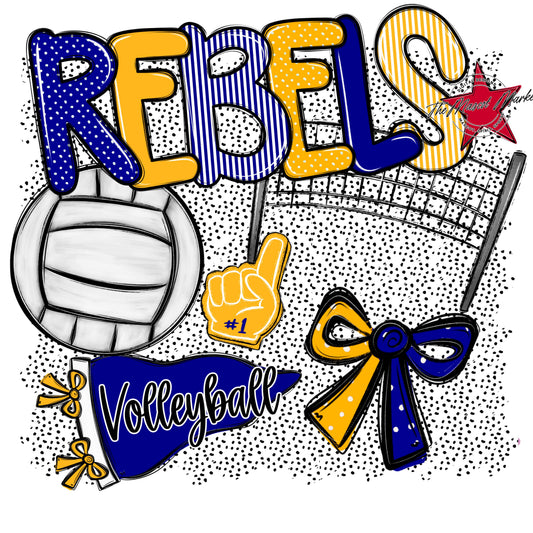 Rebels Volleyball Spirit-Blue & Yellow