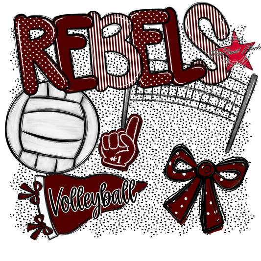 Rebels Volleyball Spirit-Maroon