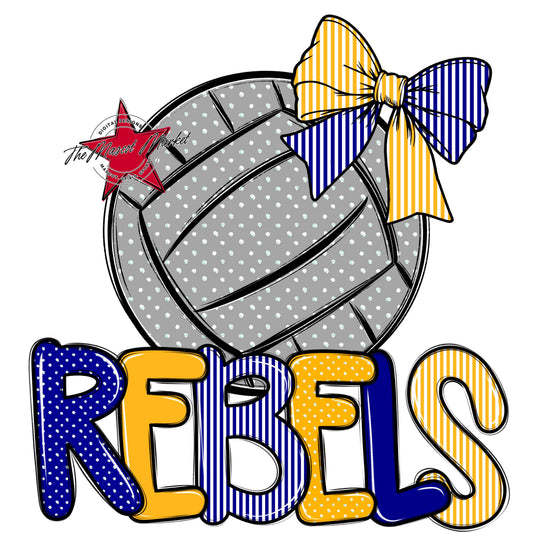 Rebels Volleyball Spirit Design-Blue & Yellow