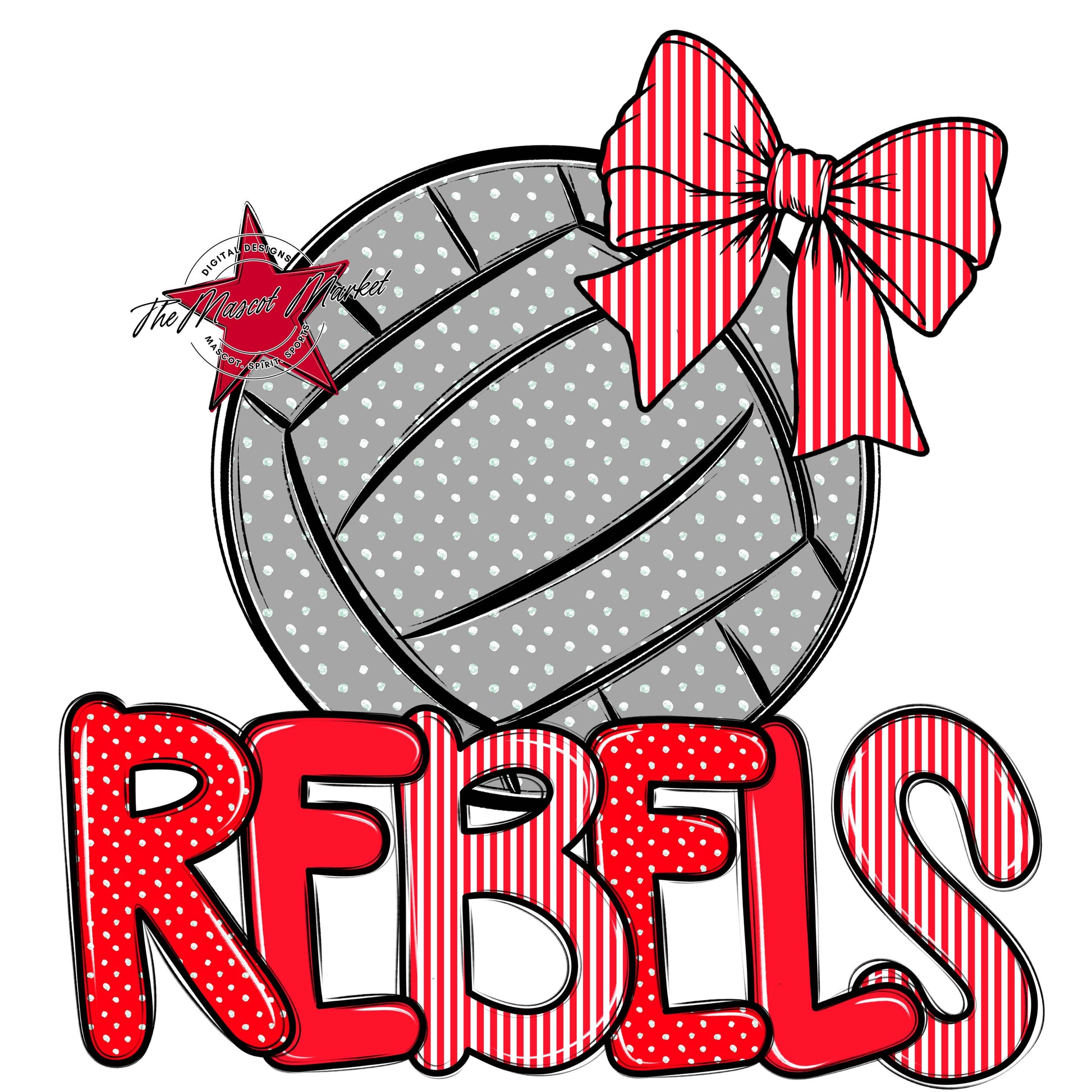 Rebels Volleyball Spirit Design-Bright Red
