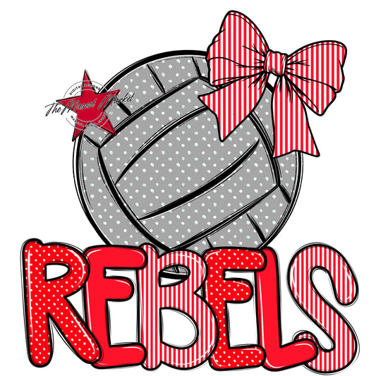 Rebels Volleyball Spirit Design-Bright Red