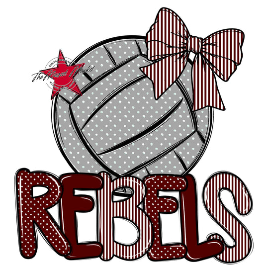 Rebels Volleyball Spirit Design-Maroon