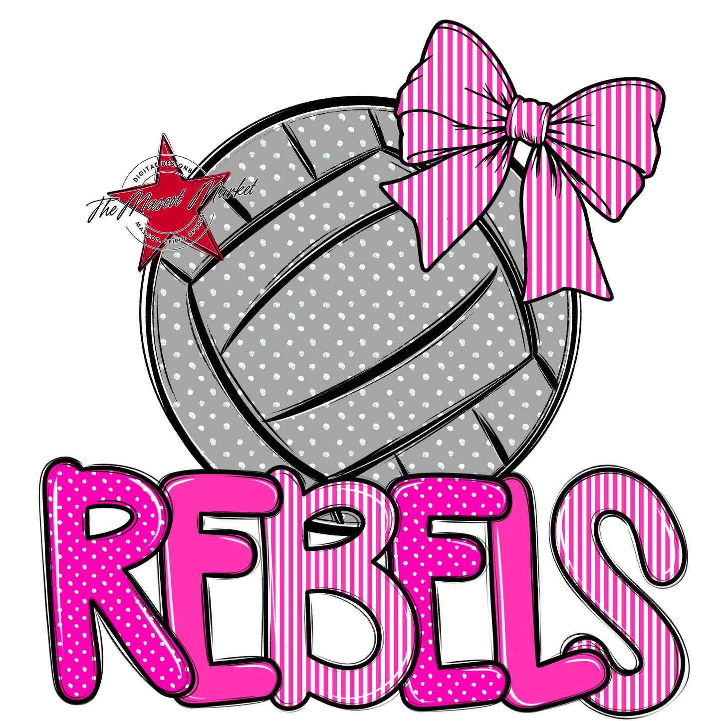Rebels Volleyball Spirit Design-Pink