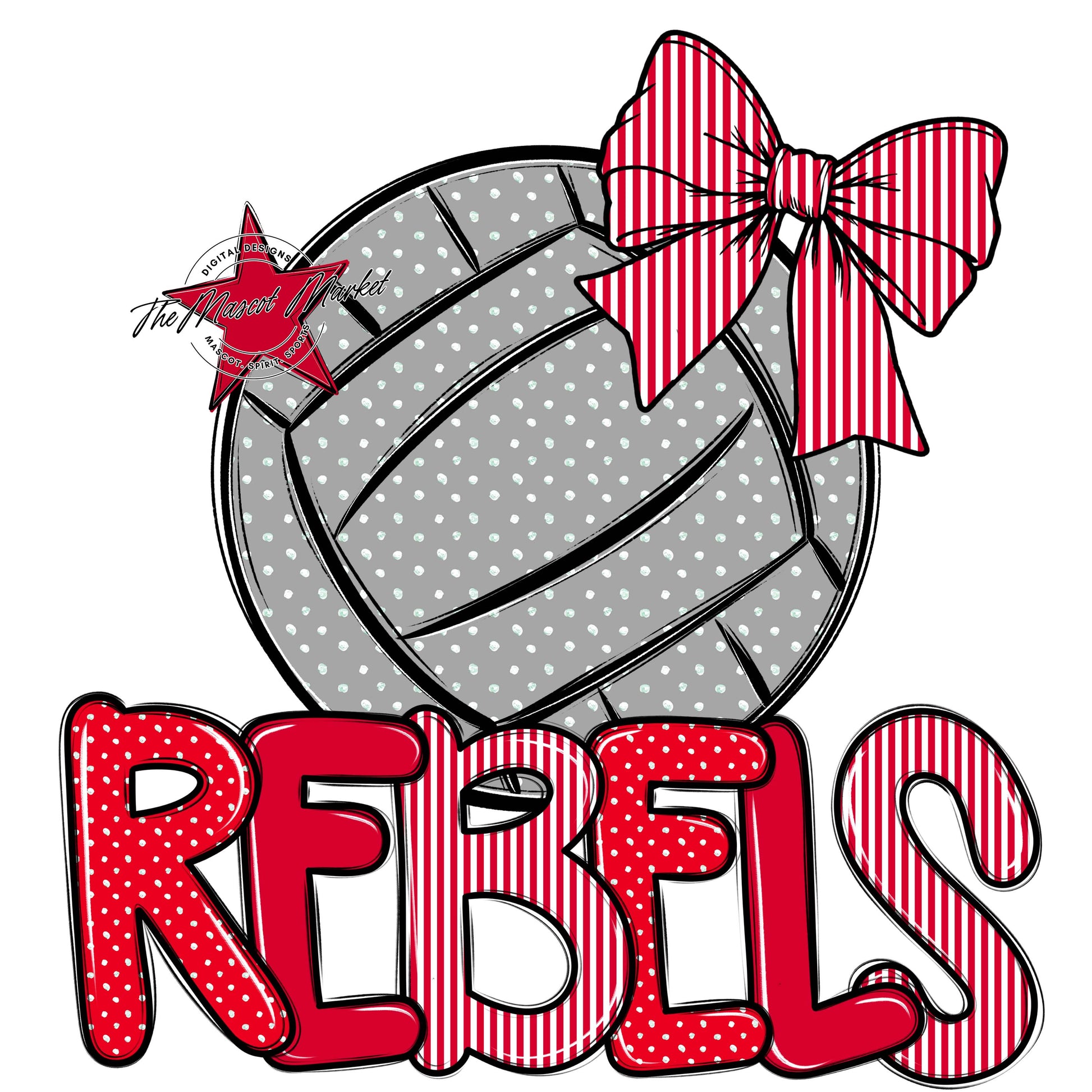 Rebels Volleyball Spirit Design-Red