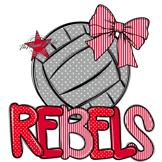 Rebels Volleyball Spirit Design-Red