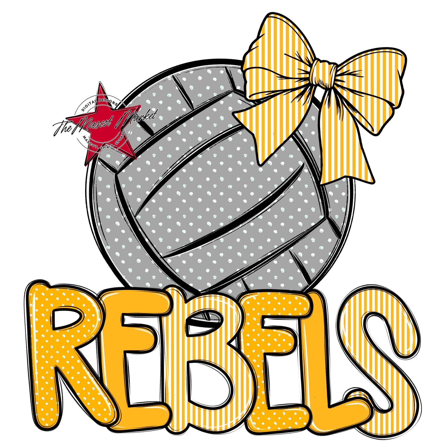 Rebels Volleyball Spirit Design-Yellow
