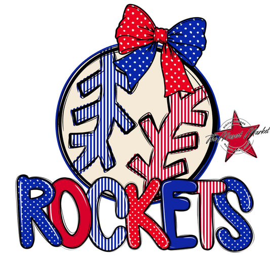 Rockets Baseball-Softball Spirit Design-Royal Blue & Red