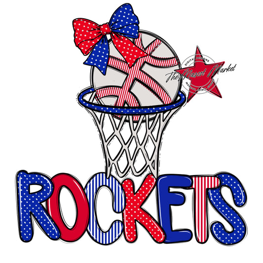 Rockets Basketball Spirit Design-Royal Blue & Red