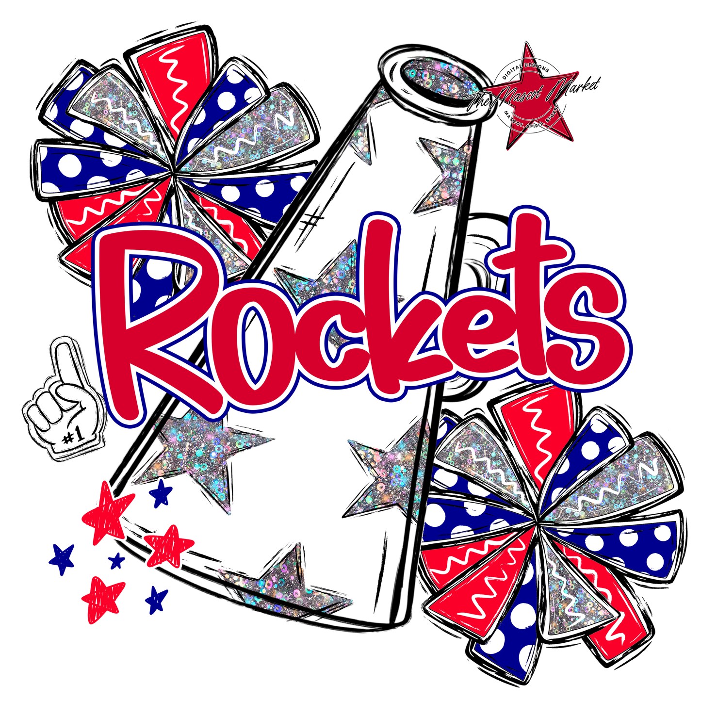 Rockets Alpha Megaphone Design-Blue-Red
