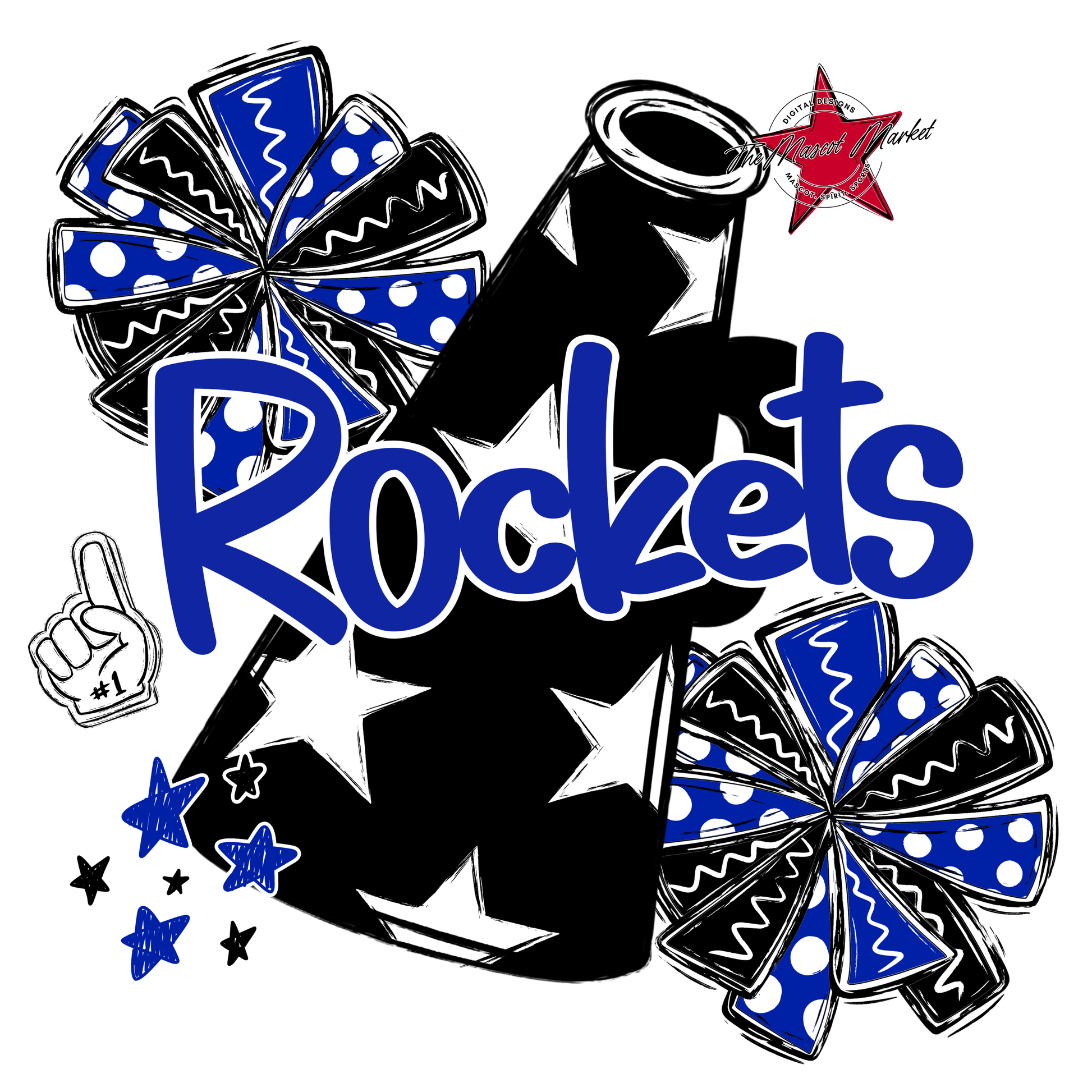 Rockets Alpha Megaphone Design-Royal Blue