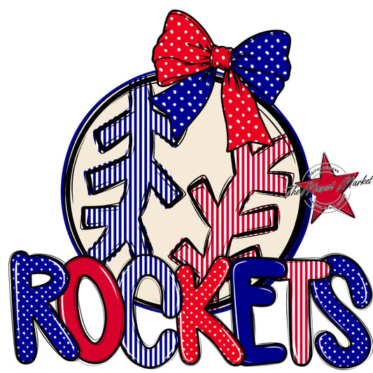 Rockets Baseball-Softball Spirit Design-Blue & Red