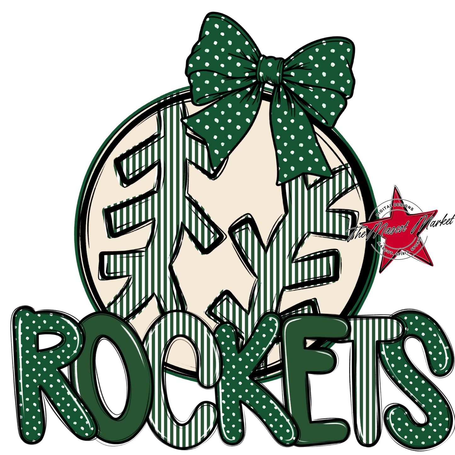 Rockets Baseball-Softball Spirit Design-Green