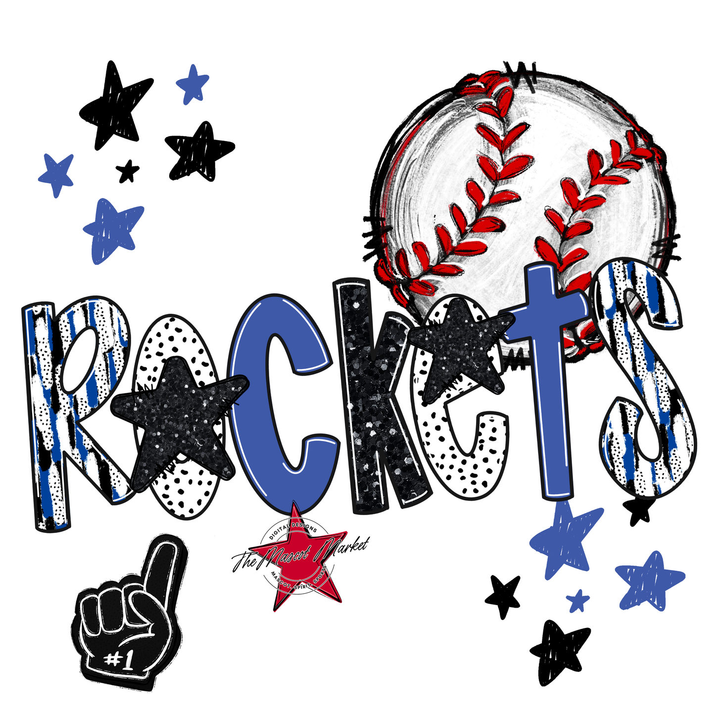 Rockets Baseball Scrape-Off Blue