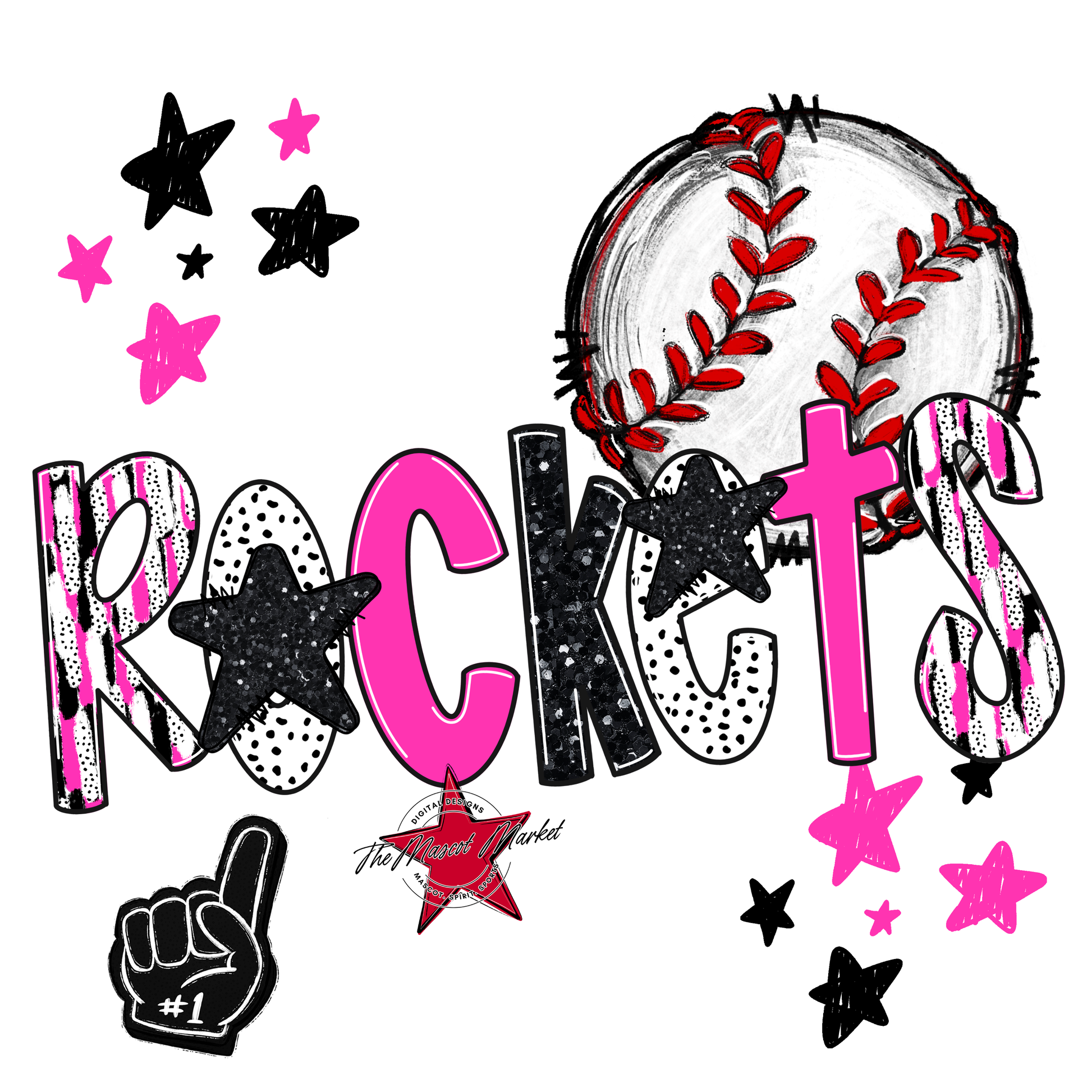 Rockets Baseball Scrape-Pink