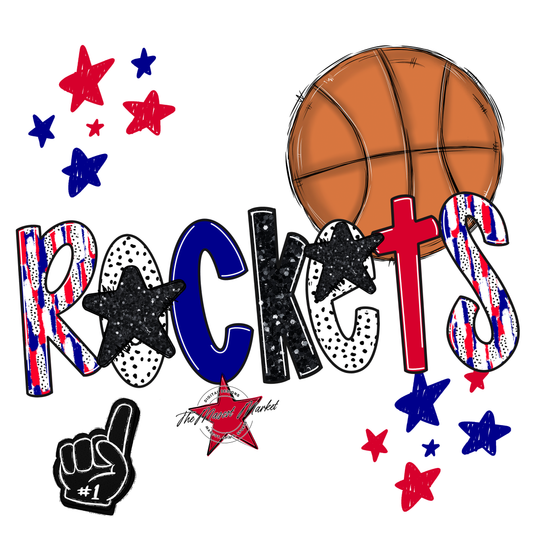 Rockets Basketball Scrape-Blue-Red