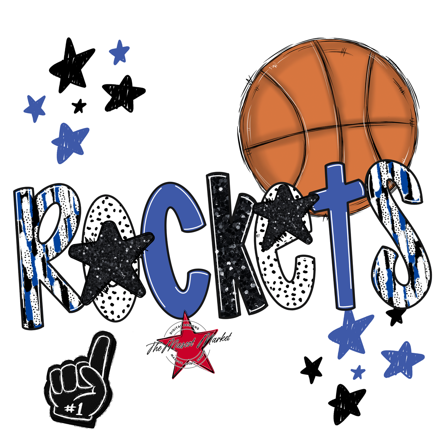 Rockets Basketball Scrape-Off Blue