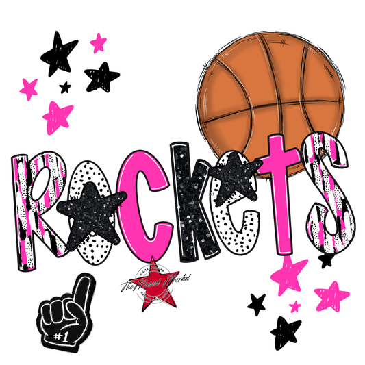 Rockets Basketball Scrape-Pink