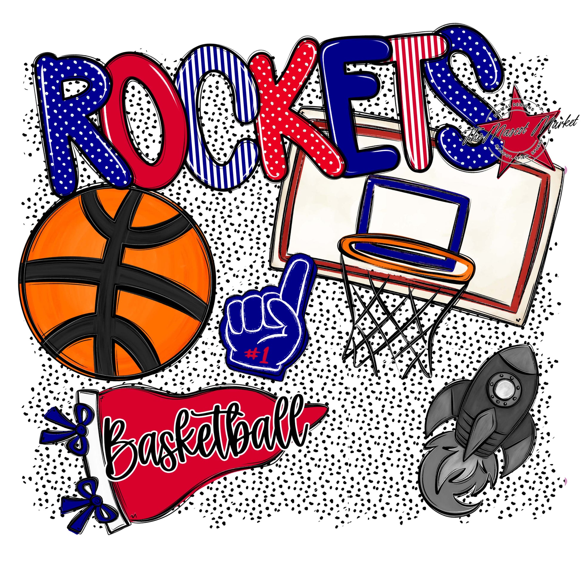 Rockets Basketball Spirit-Blue & Red