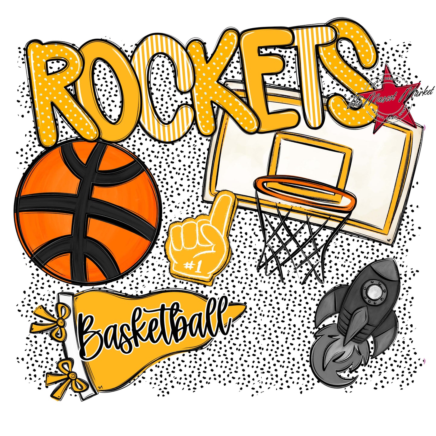 Rockets Basketball Spirit-Yellow