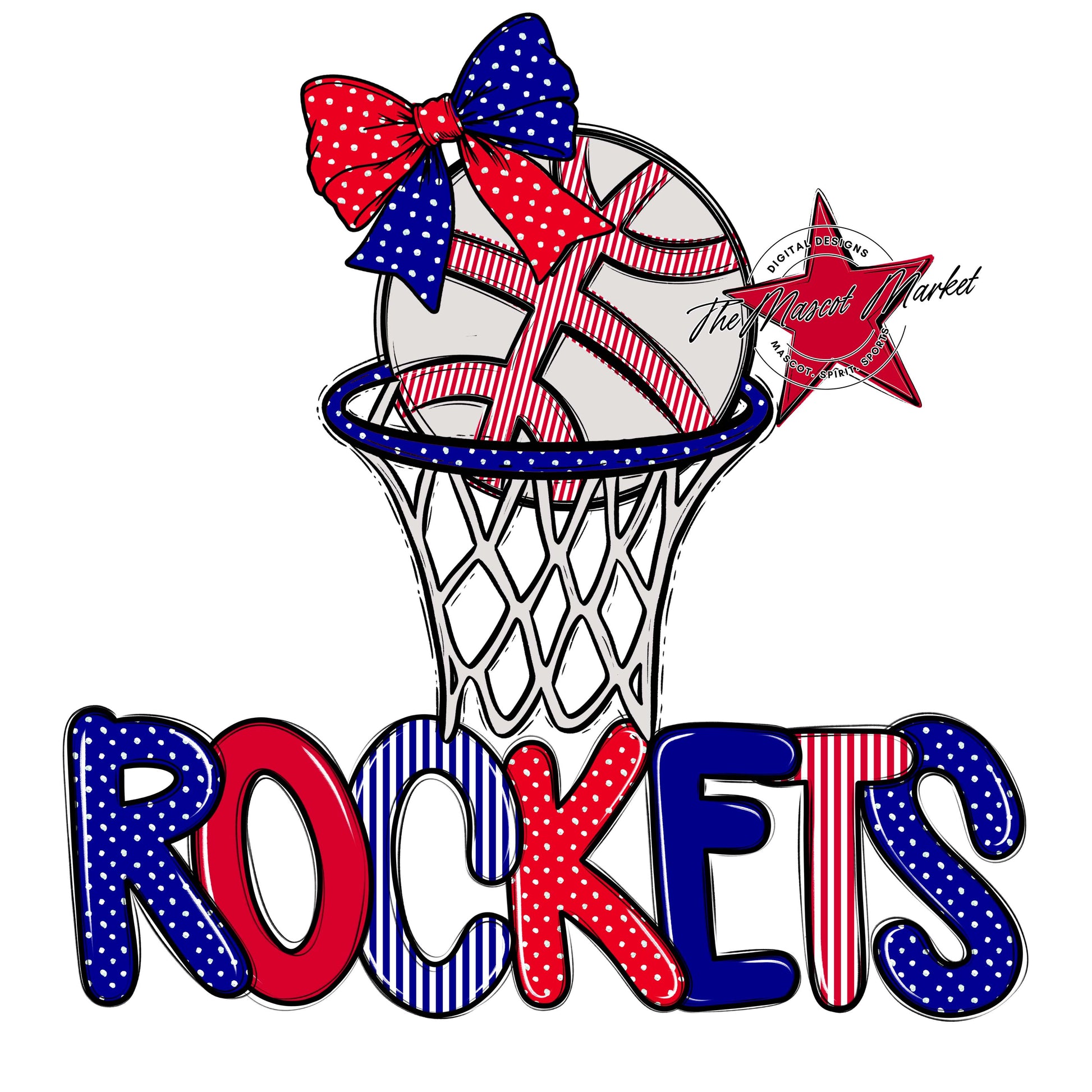 Rockets Basketball Spirit Design-Blue & Red