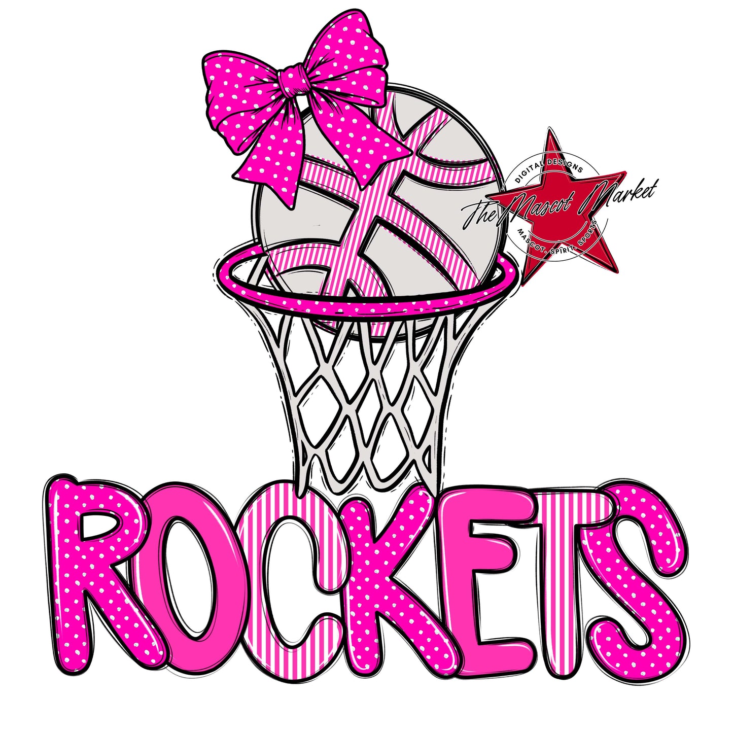 Rockets Basketball Spirit Design-Pink