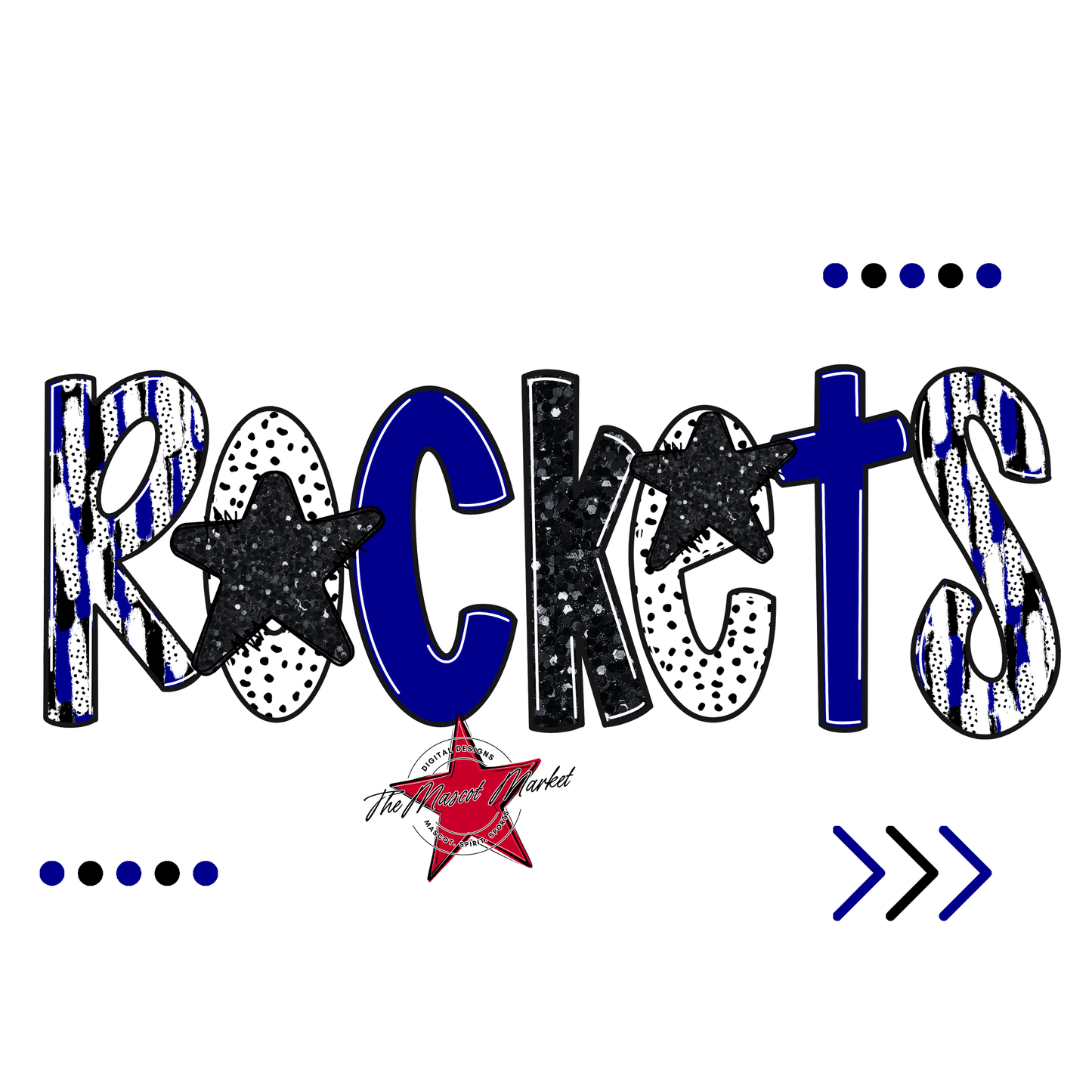 Rockets Brushstroke Alpha w Arrows-Blue
