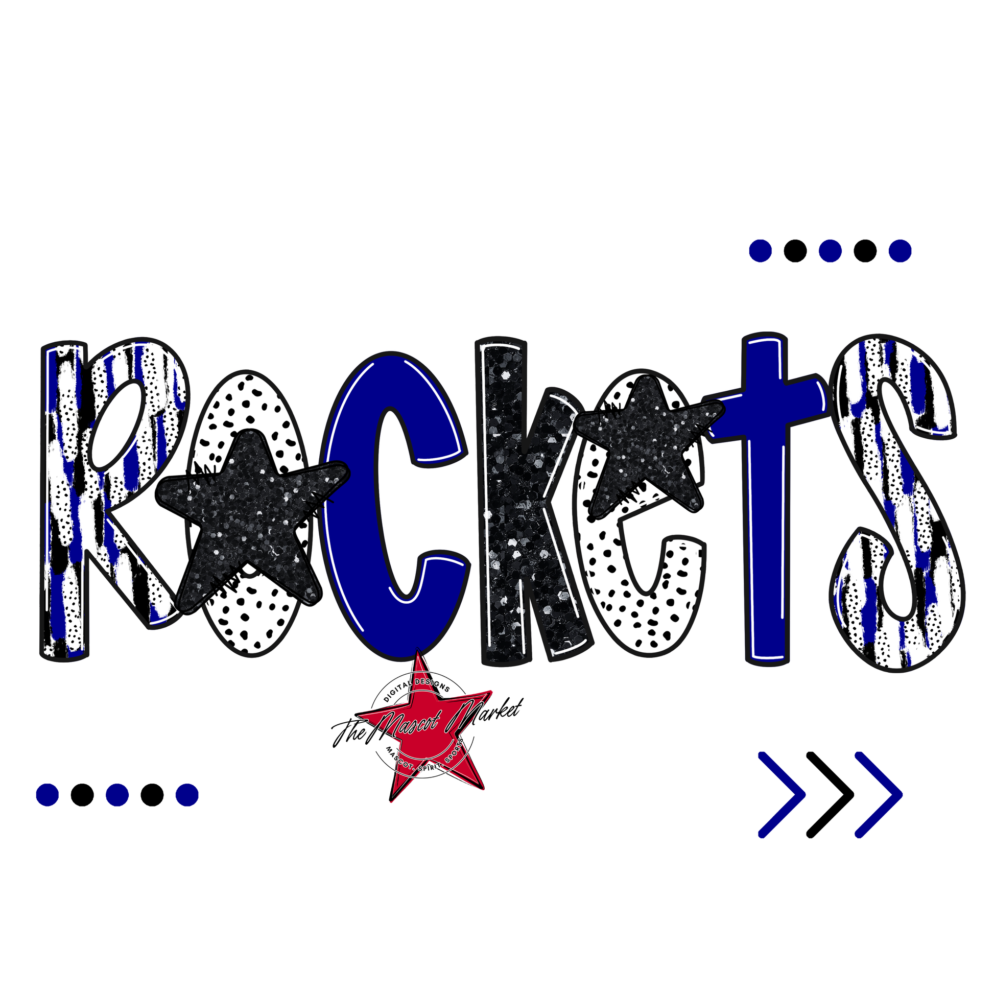 Rockets Brushstroke Alpha w Arrows-Blue