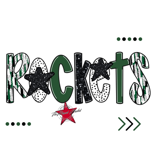 Rockets Brushstroke Alpha w Arrows-Green