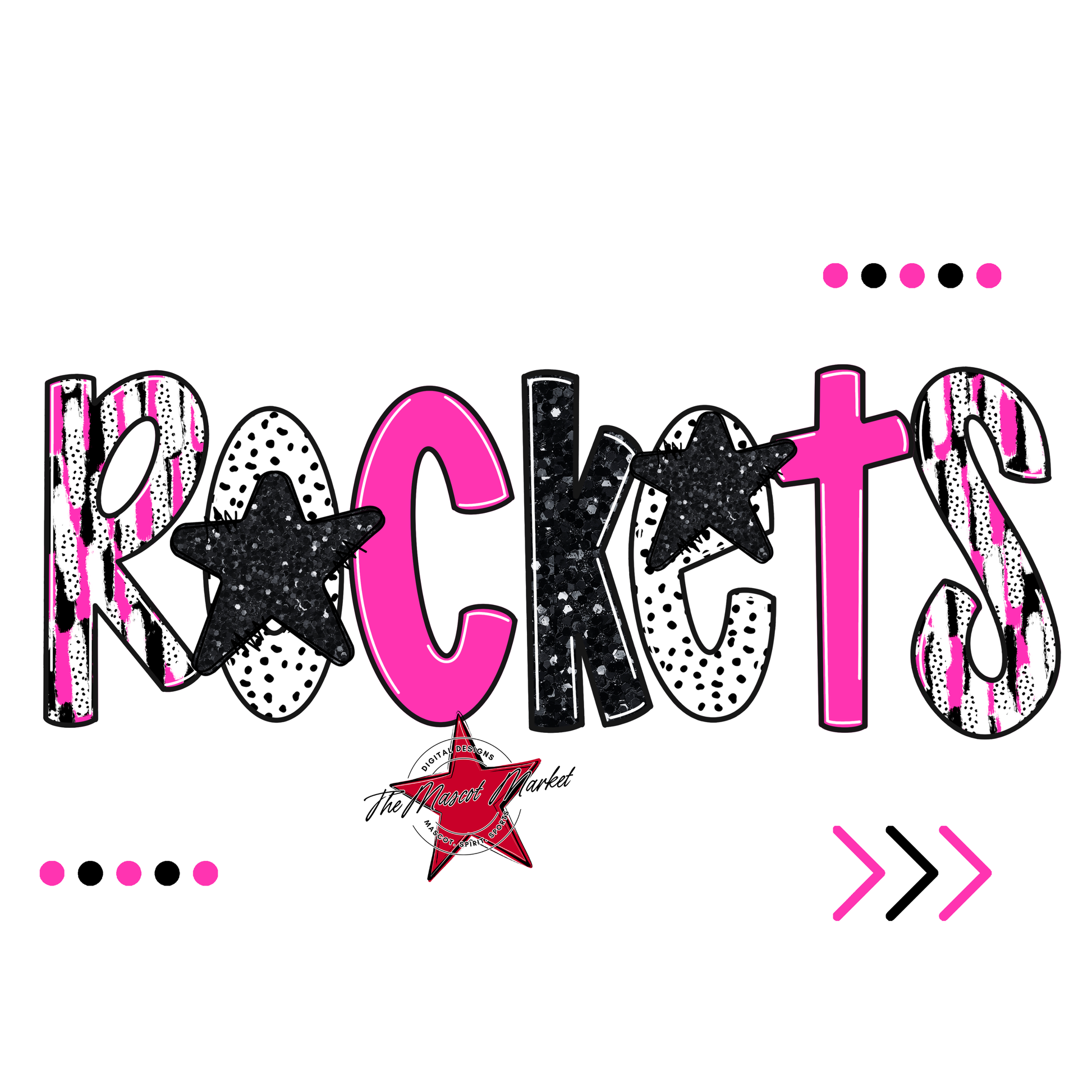 Rockets Brushstroke Alpha w Arrows-Pink