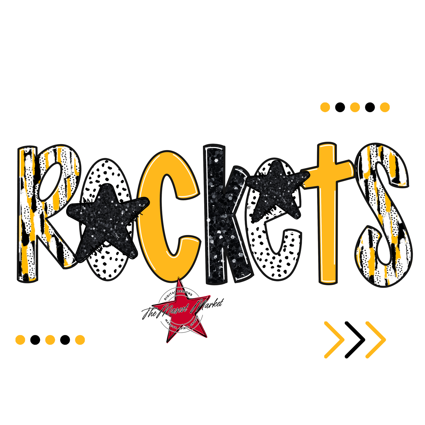 Rockets Brushstroke Alpha w Arrows-Yellow