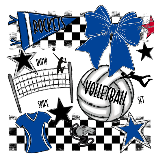 Rockets Checkers Volleyball Spirit Design-Off Blue