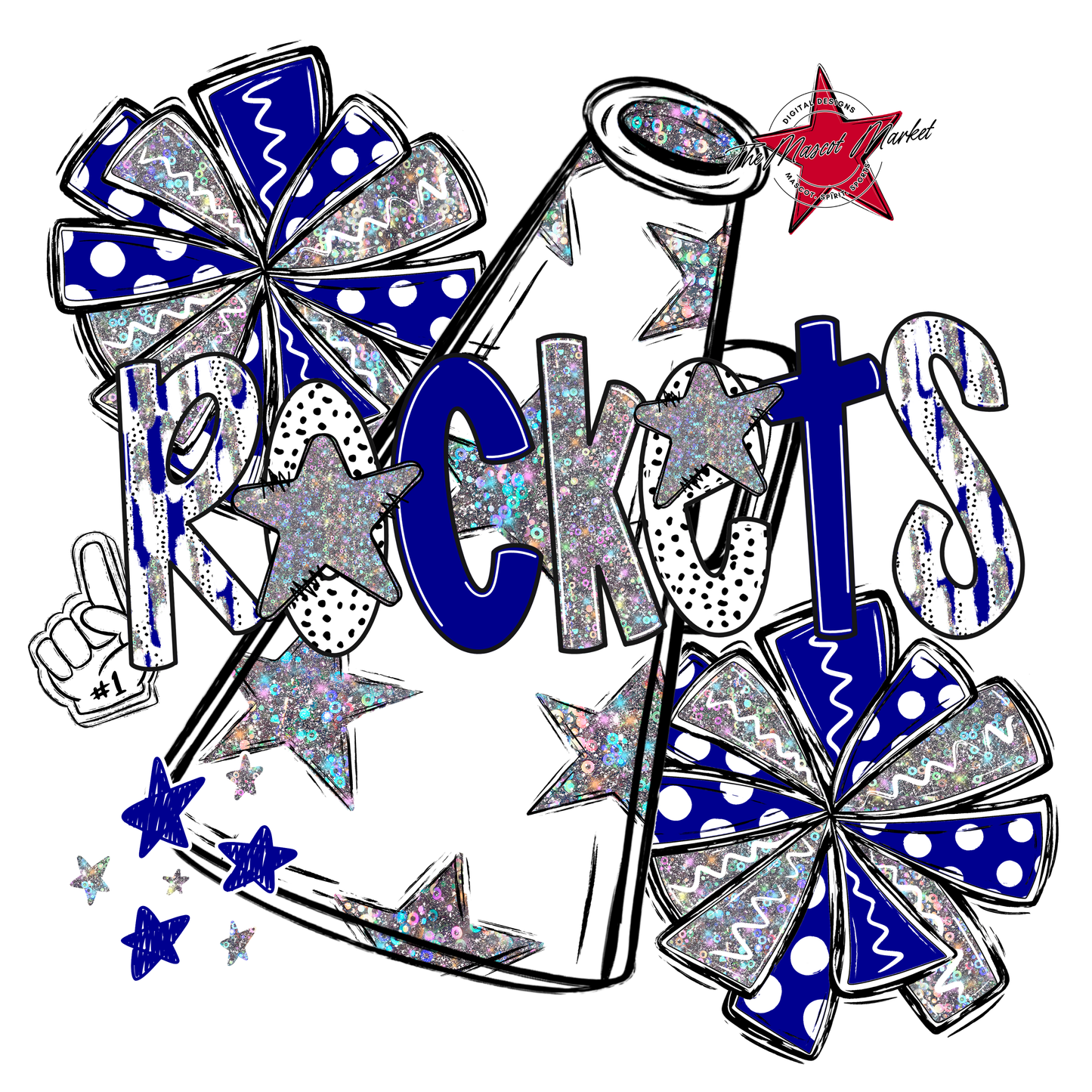 Rockets Cheer Megaphone Scrape-Blue