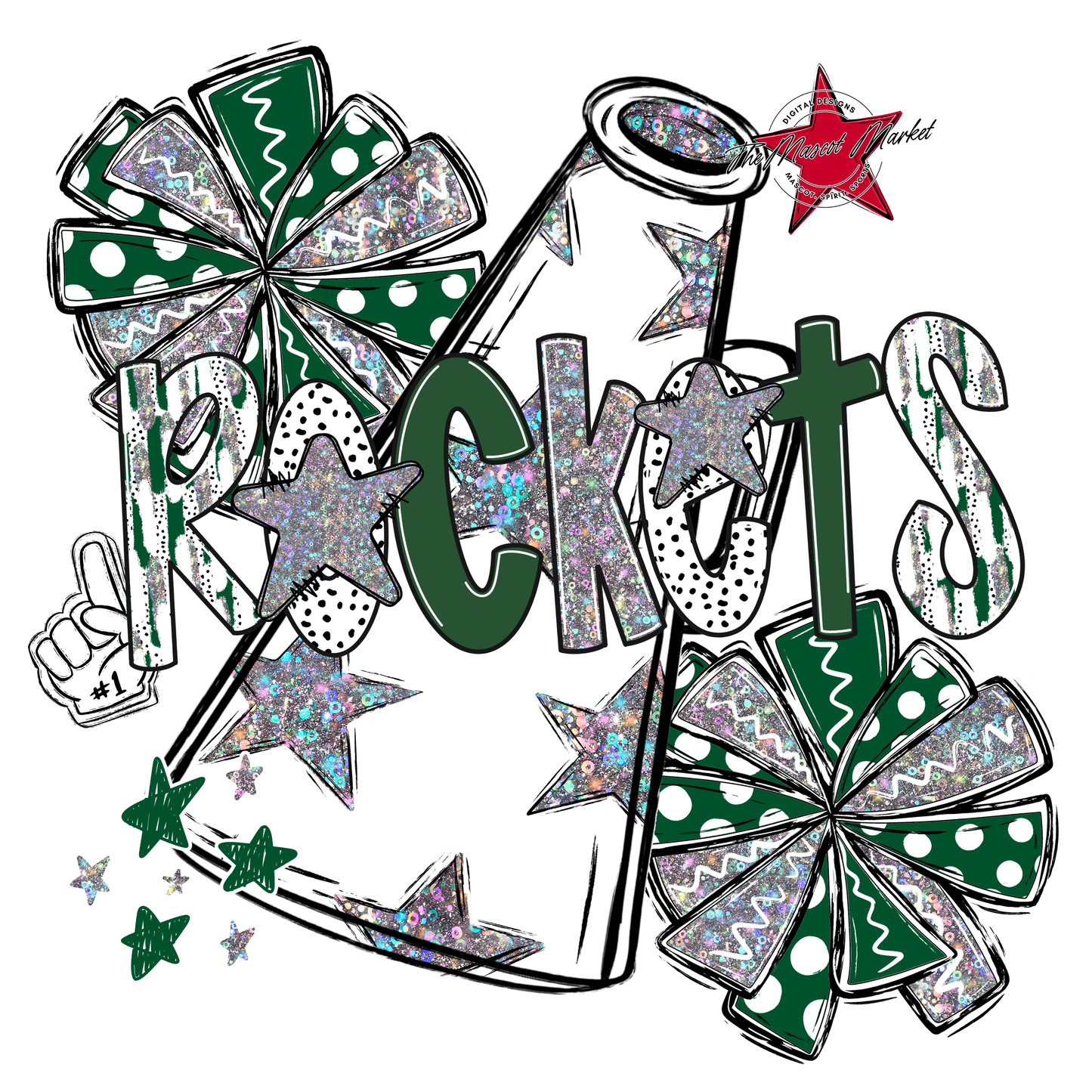 Rockets Cheer Megaphone Scrape-Green