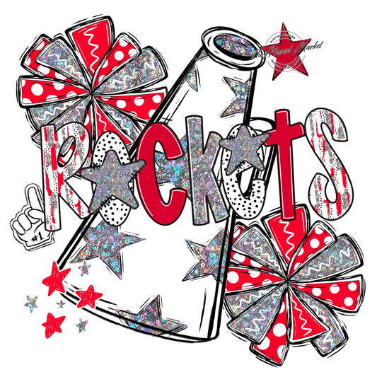 Rockets Cheer Megaphone Scrape-Red