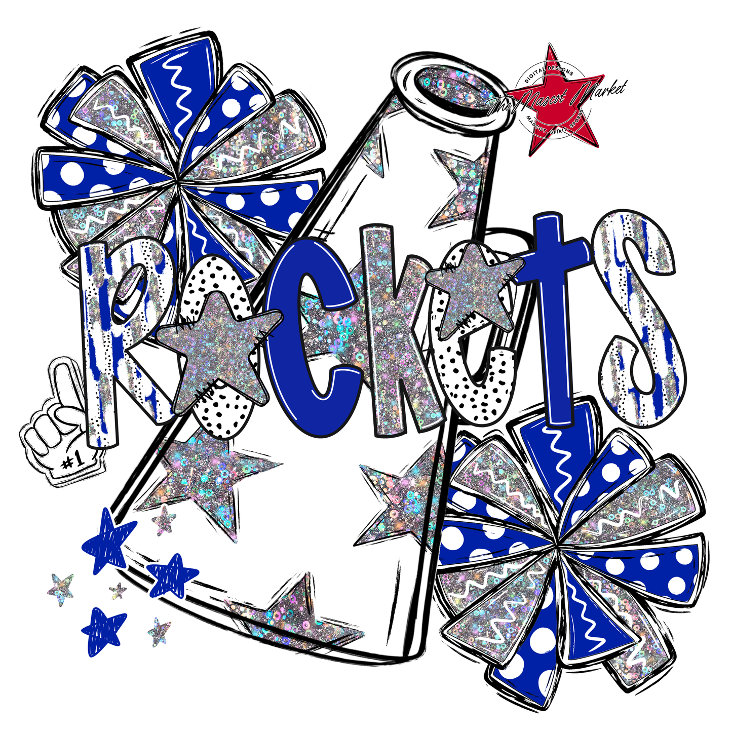 Rockets Cheer Megaphone Scrape-Royal Blue