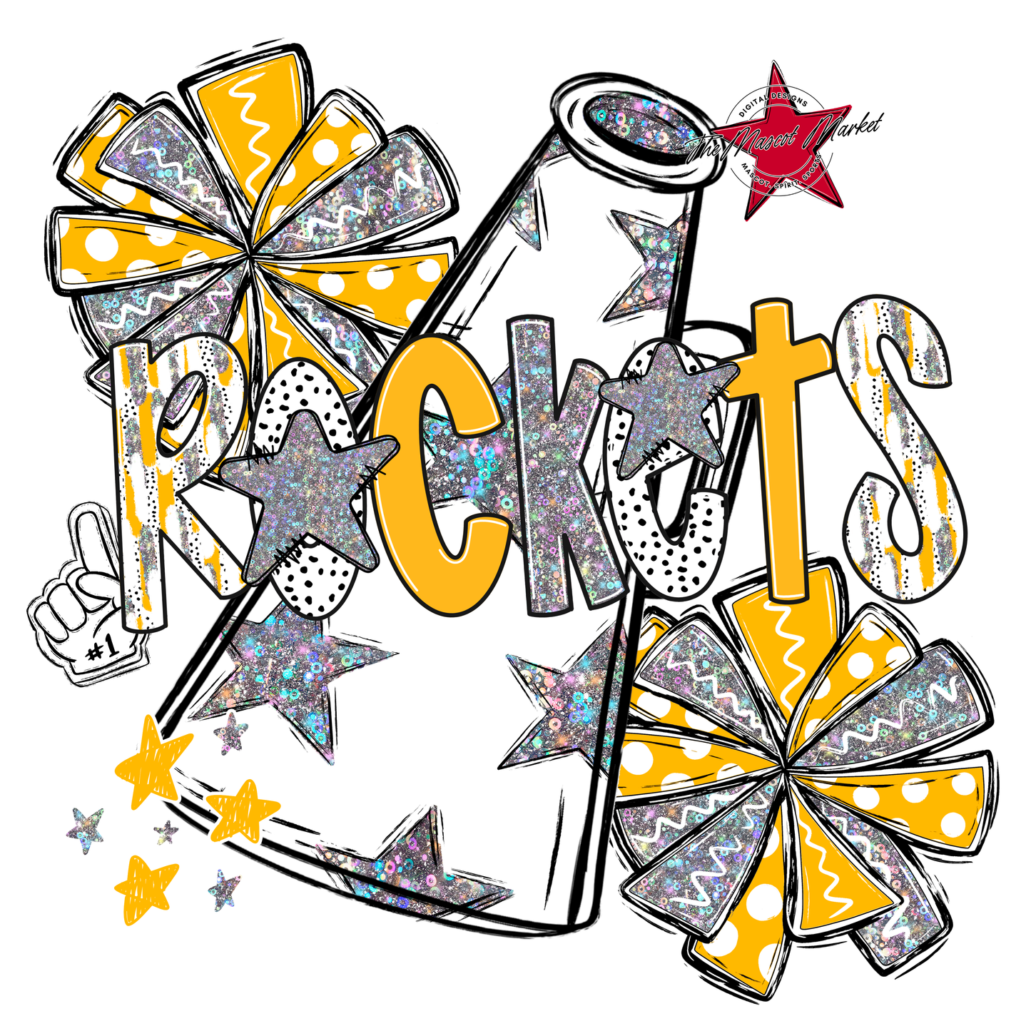 Rockets Cheer Megaphone Scrape-Yellow