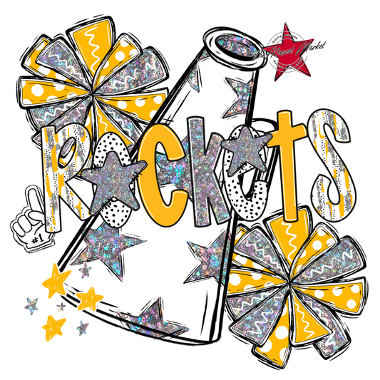 Rockets Cheer Megaphone Scrape-Yellow