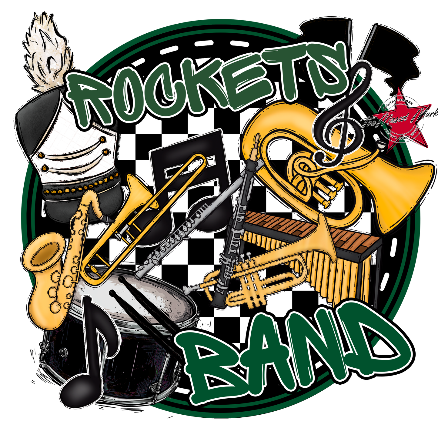 Rockets Circle Band Design-Green