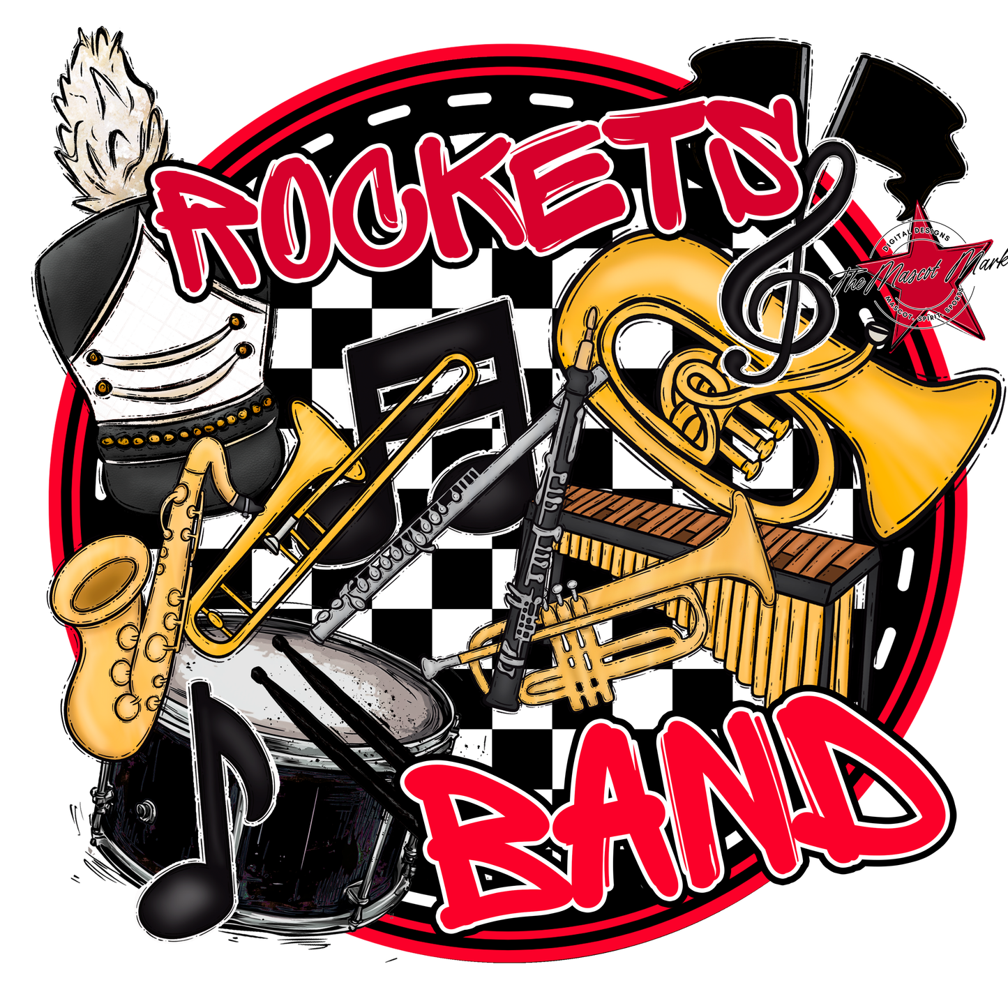 Rockets Circle Band Design-Red